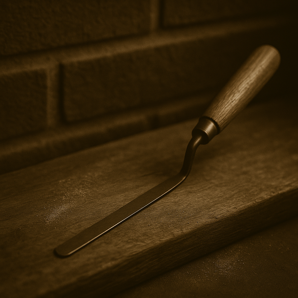 Fugenkelle auf Werkbank – Symbolbild für präzise Fugenarbeiten beim Fugenbetrieb Sundarp in Eschweiler, Aachen und NRW.